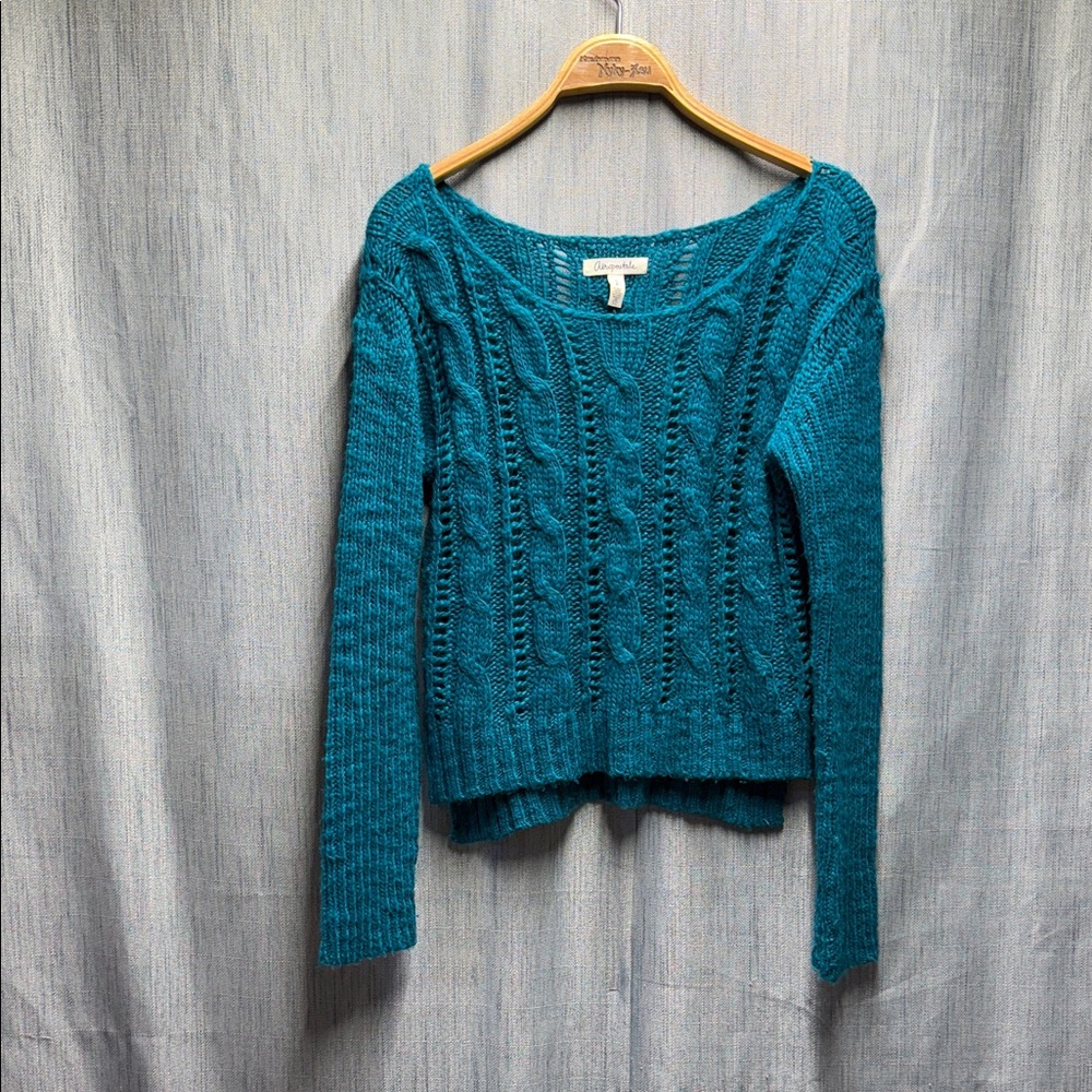 Aeropostale Turquoise Cable Knit Sweater size small